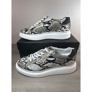 Ateliers Kolton Snakeskin Print Platform Sneakers Grey Black Low Top Trainers 39